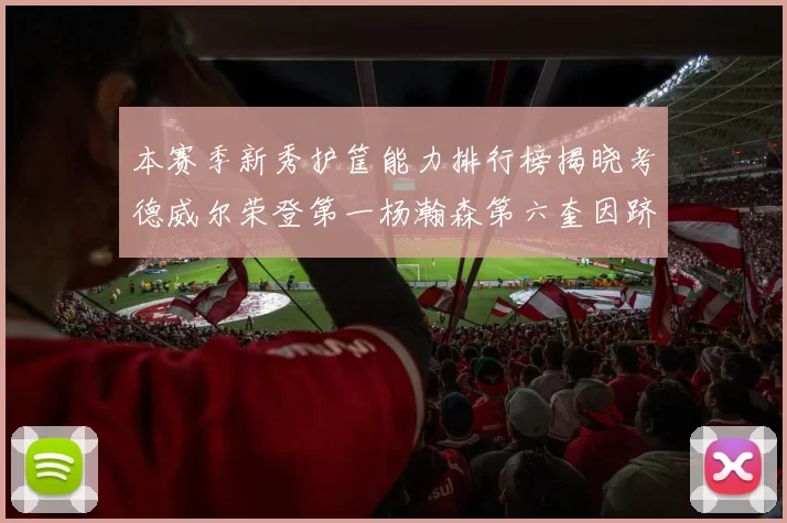 本赛季新秀护筐能力排行榜揭晓考德威尔荣登第一杨瀚森第六奎因跻身前十